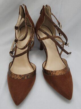 Brown Triple Ankle Strap Heels